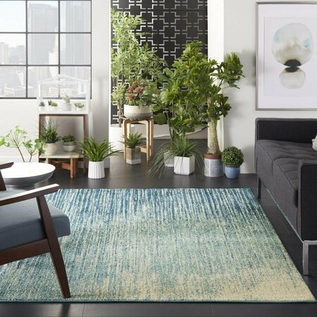 Homeroots 5 x 7 ft. Navy & Light Blue Abstract Area Rug 385284